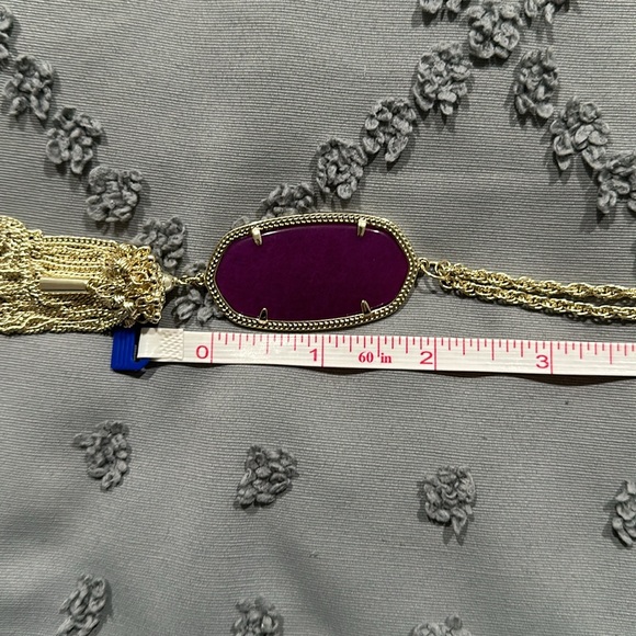 Kendra Scott Rayne Stone Tassel Pendant Necklace Purple Jade gem with dust bag - Picture 5 of 9